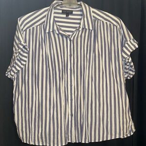 Lane Bryant Blue and White Striped Casual Shirt Women’s size 22.